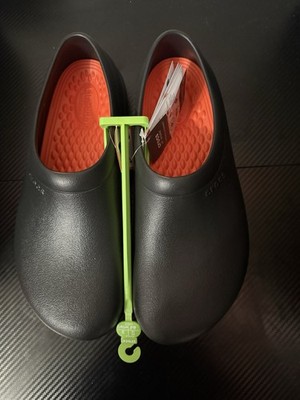 Crocs OnTheClock LiteRide Work Clogs Black Orange Slip Resistant Men Size 12 NEW