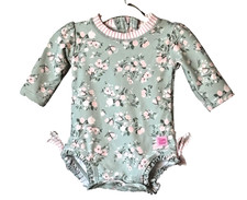 RuffleButts Baby Girl 0-3M Long Sleeve One Piece Rash Guard Swimsuit UPF 50 