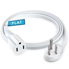 3 Feet Extension Cord, White, 1 Outlet, 45 Angled Flat Plug, 16 AWG, UL Listed