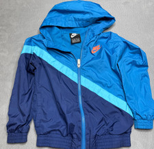 Nike Windbreaker Jacket Youth Boys Medium Blue Hooded Full Zip Colorblock