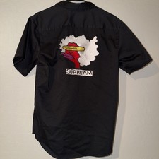 Supreme Button Down Black Short Sleeve Shirt With Special Supream Patch M