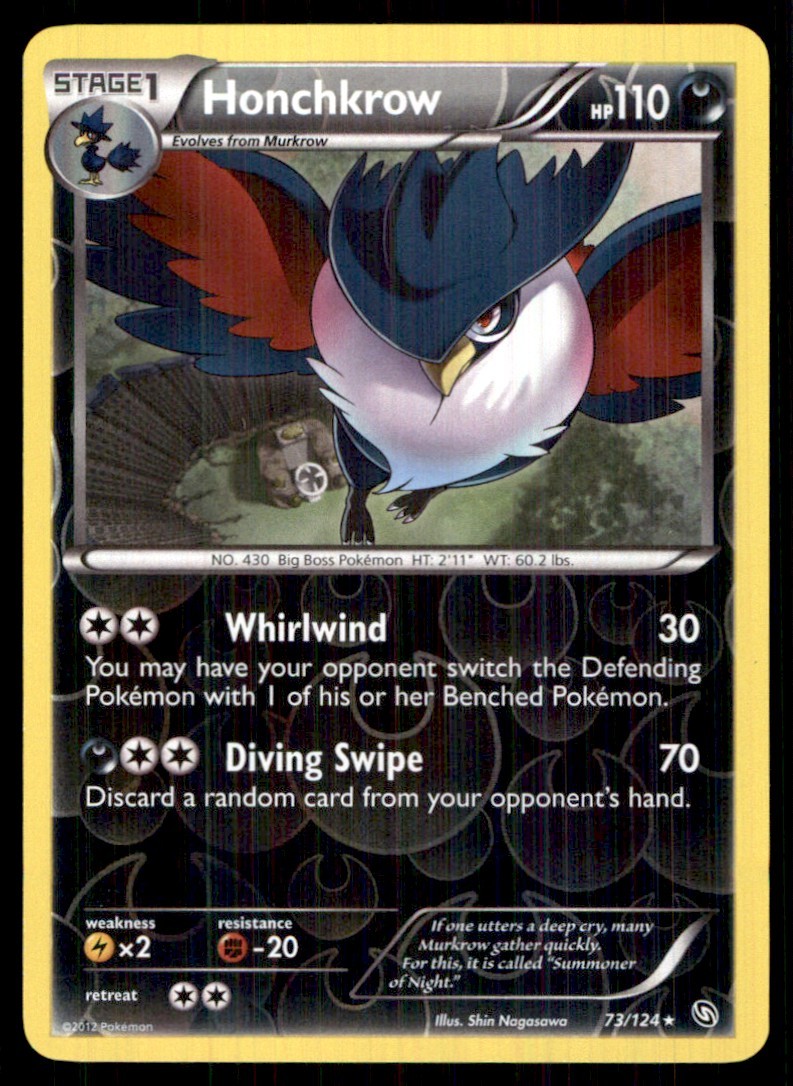 2012 Black & White - Dragons Exalted Reverse Holo Honchkrow Stage 1/Rare #73