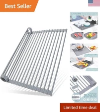 17.6" x 15.4" Multi-Purpose Silicone Dish Drainer - Stylish Kitchen Organizer