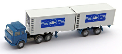Wiking 522 Magirus 235D Kühlcontainer-Sattelzug Sattelzug Fisch 1:87