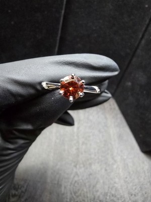 925 silver 1ctw  garnet moissanite size 8  ring