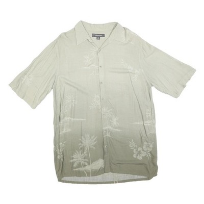 CROFT & BARROW Herren Beige Rayon Tropenprint Kurzarm Knopfhemd L