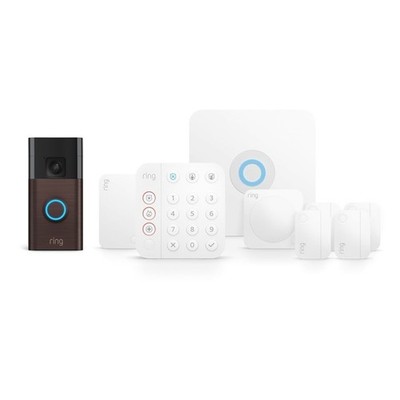 Ring Alarm Security System 8 Piece Kit with Battery Doorbell Venetian Bronze