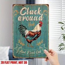Rustic Chicken Plaque Humorous Tin Metal Signs Home D cor 8x12