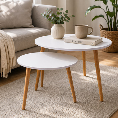 Couchtisch 2er Set Wohnzimmertisch Sofatisch Kaffeetisch Beistelltisch Rund
