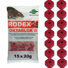 RODEX25 OKTABLOK RAT & MOUSE RODENT POISON WAX BAIT BLOCKS (MAX STRENGTH)