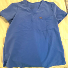 FIGS Women  s Technical Collection V-Neck Scrub Top Solid Blue S