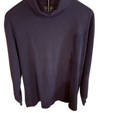 Vintage L L Bean Womens Navy Blue Cotton Turtleneck Long Sleeve Knit Top L Cozy