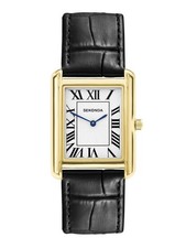 Sekonda Clement 28mm Mens Rectangular Gold Analogue Watch with Black Strap