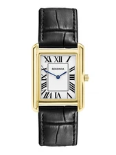 Sekonda Clement 28mm Mens Rectangular Gold Analogue Watch with Black Strap