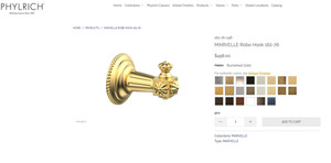 Phylrich 162-76-24B MARVELLE Robe Hook 162-76/24B