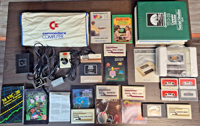 Vtg Commodore VIC 20 Computer w/ Power Supply, Datassette, Games, Manual Guides