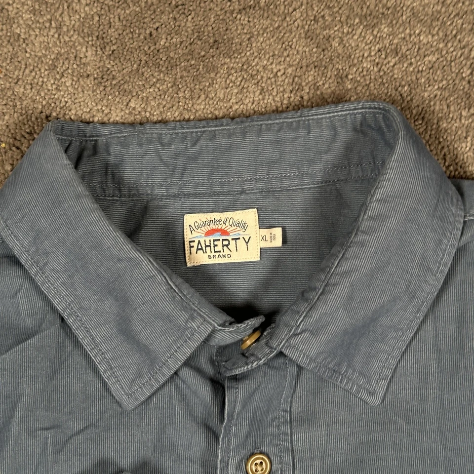 Camisa de pana elástica marca Faherty para hombre XL azul manga larga abotonada MFW2208 Foto 4 de 4