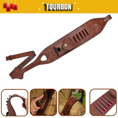Tourbon Leder Gun Sling Munition Traggurt Rifle Gewehrriemen Zigarettheller Case