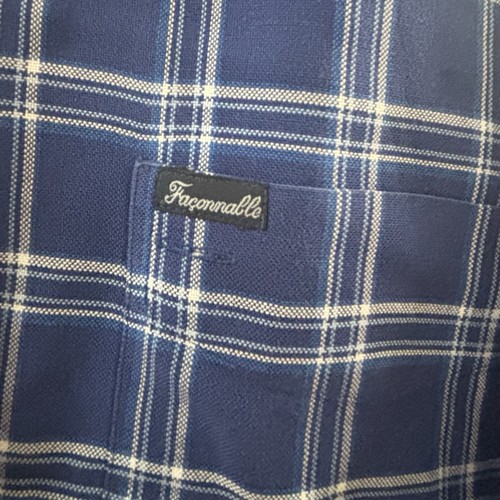 Faconnable Men's Size Large Club Fit Long Sleeve Button Down Shirt Blue Plaid - Picture 4 of 5