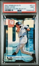 2001 Elite Derek Jeter Primary Colors Blue Die Cut 27/50 PSA 9 Pop 6 Yankees