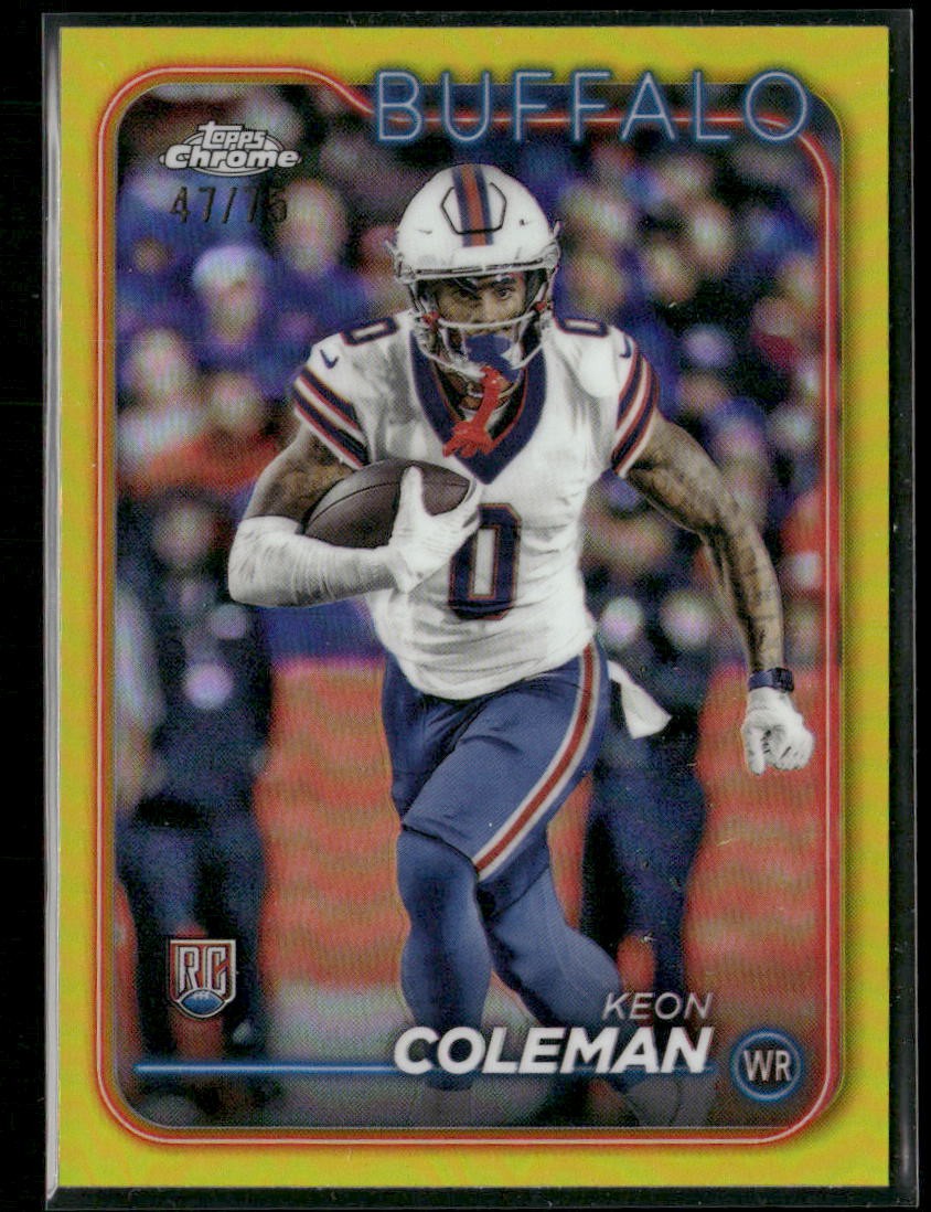 2024 Topps Chrome #209 Keon Coleman Yellow Refractor #/75