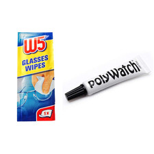 Polish Plastic/Acrylic Watch Glasses Repair 5Ml with W5 Wipe Cleaner