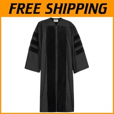 Elegant Doctoral Graduation Gown, Plain Woven Polyester