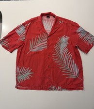 Hugo Boss Rayer Palms Camp Shirt Mens XL Regular Fit Viscose Palm Tree