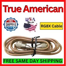 True American RG8X Cable w/ 96% Braiding 6' Roll Clear Jack USA Made Top Quality