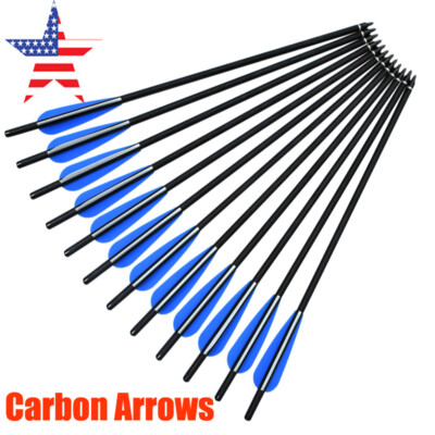 12X 16-22'' Mixed Carbon Shaft Bolts Arrow for Archery Bows 125gr Field Point Tip