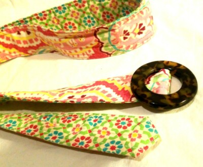 VERA BRADLEY Capri Melon Print Fabric Belt Tortoise Shell  display picture 2