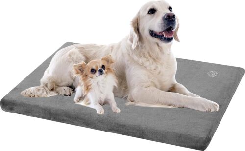 Orthopedic Dog Mattress with Waterproof Cover for XXL Dogs - Grey & Plush Design