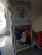 Grand trumeau style Louis XVI, haut de trumeau, tapisserie au