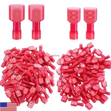 100PCS Red Female Male Wire Connectors Insulated Spade Crimp Terminals 22-16AWG