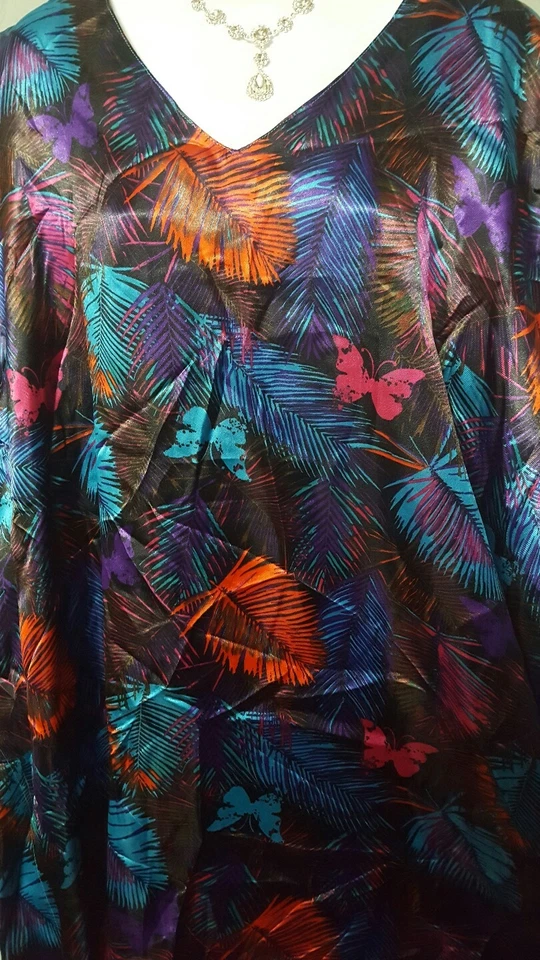 Bobby Brooks Kaftan Houseedress Mumu espreguiçadeira multicolorida compatível com 2X 3X 4x 66" BUSTO  - Imagem 3 de 4