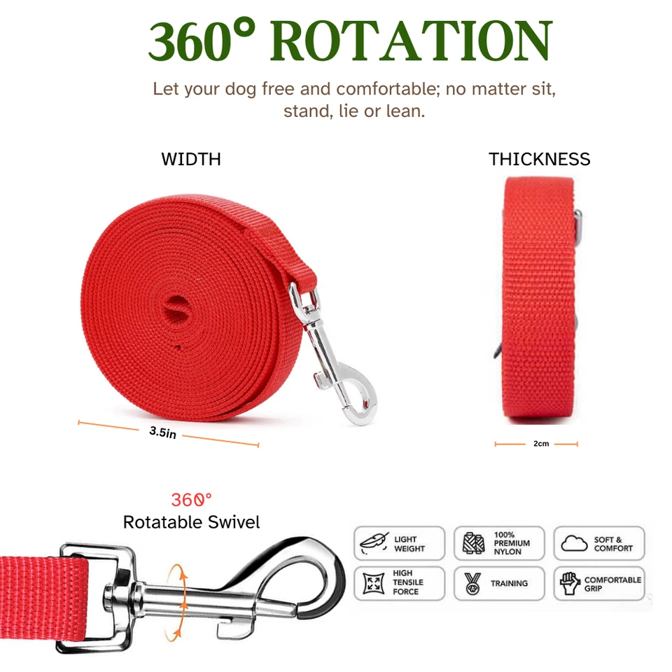 Pet Dog Training Lead 1.5M-30M Long Strong Tracking Leash Line Walking Recall UK - Image 2 of 4