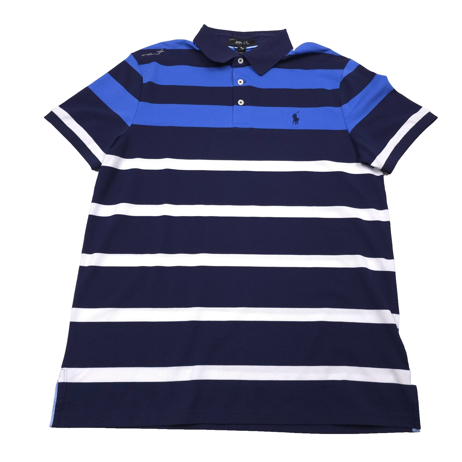 115 RLX Ralph Lauren Golf Синяя рубашка поло в полоску Performance для мужчин большого размера 13190₽