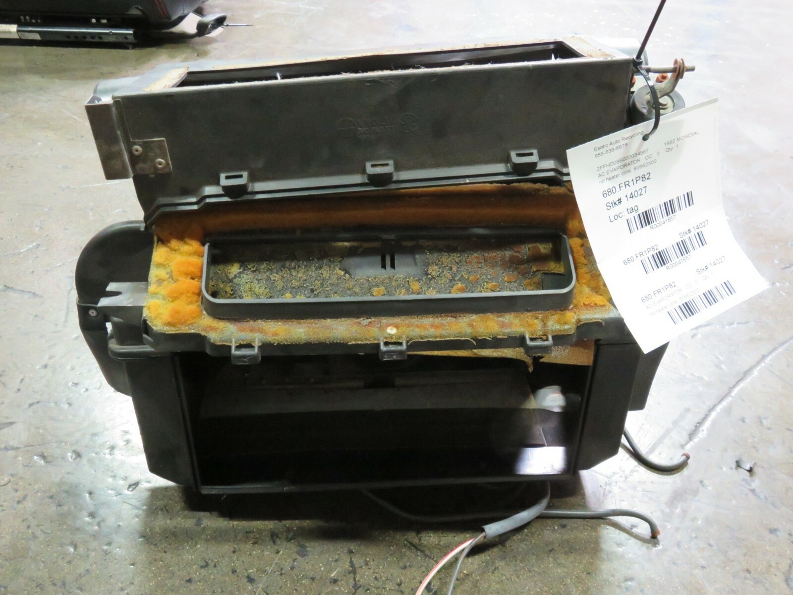 Ferrari Mondial, AC Evaporator Box, No Heater or AC Core, Used, P/N 60662300