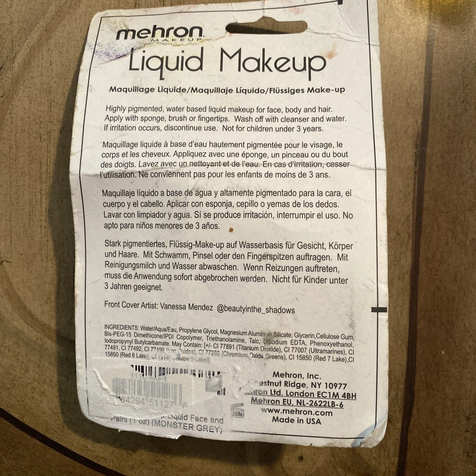 NUEVO MAQUILLAJE LÍQUIDO MEHRON Gris 1 OZ Foto 2 de 2