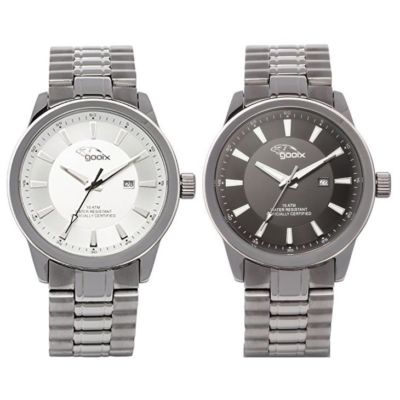 GOOIX Only Time Man Watch GX0600390B GX0600391B Steel Case and Strap Calendar