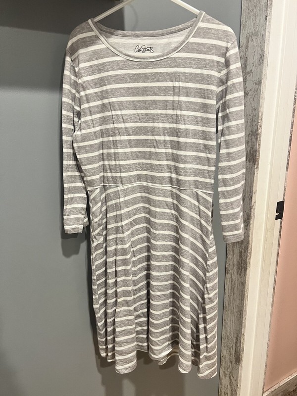 Girls Gray Striped Dress Size Large