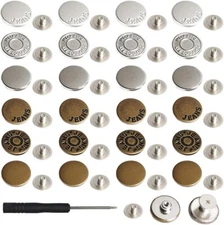 24PCS Replacement Buttons, 17mm No Sew Reusable Jeans Pants Button Tightener