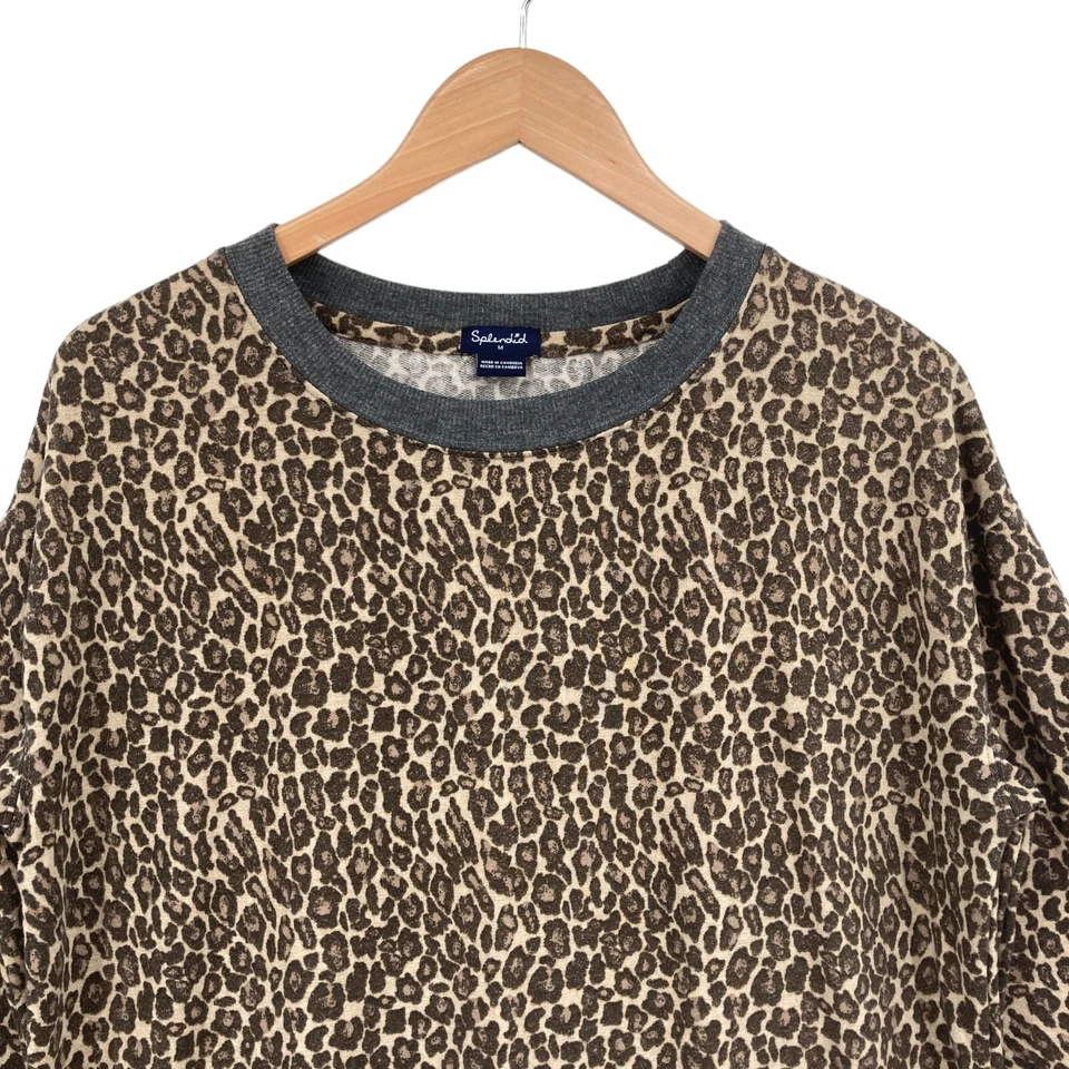Espléndida Sudadera Mujer Mediana Beige Estampado Leopardo Manga Larga Cuello Redondo Foto 3 de 4