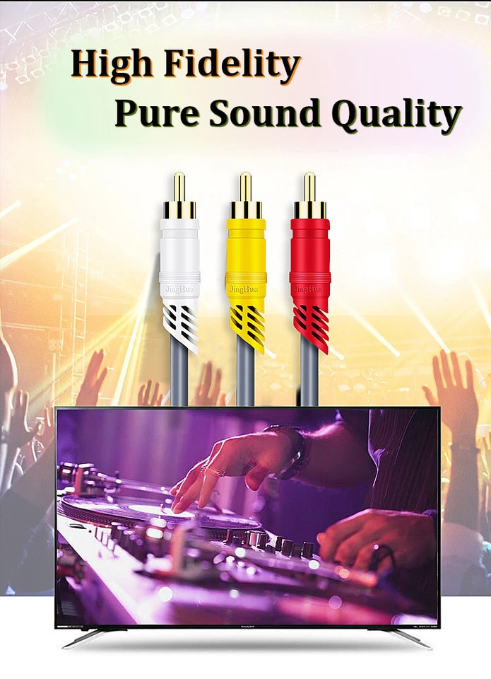 Cable de extensión de DVD de TV de audio y video 3RCA macho a macho extra largo de 20M Original JH Foto 4 de 4