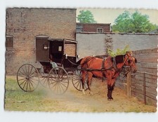 Postcard Horse & buggy Parking Lot Goshen Indiana USA
