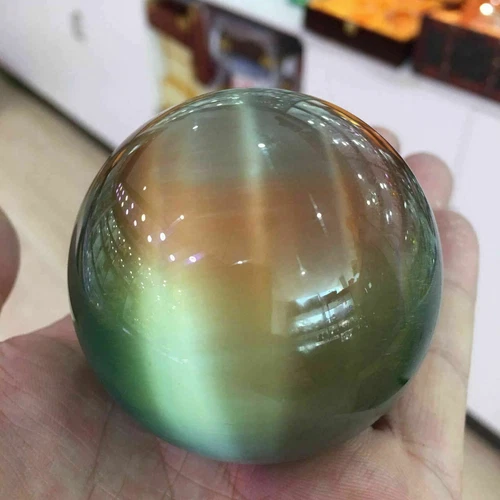290 g seltene natürliche Quarzfarbe Katzenauge Kristall Heilkugel Kugel 60 mm Ständer - Bild 3 von 6