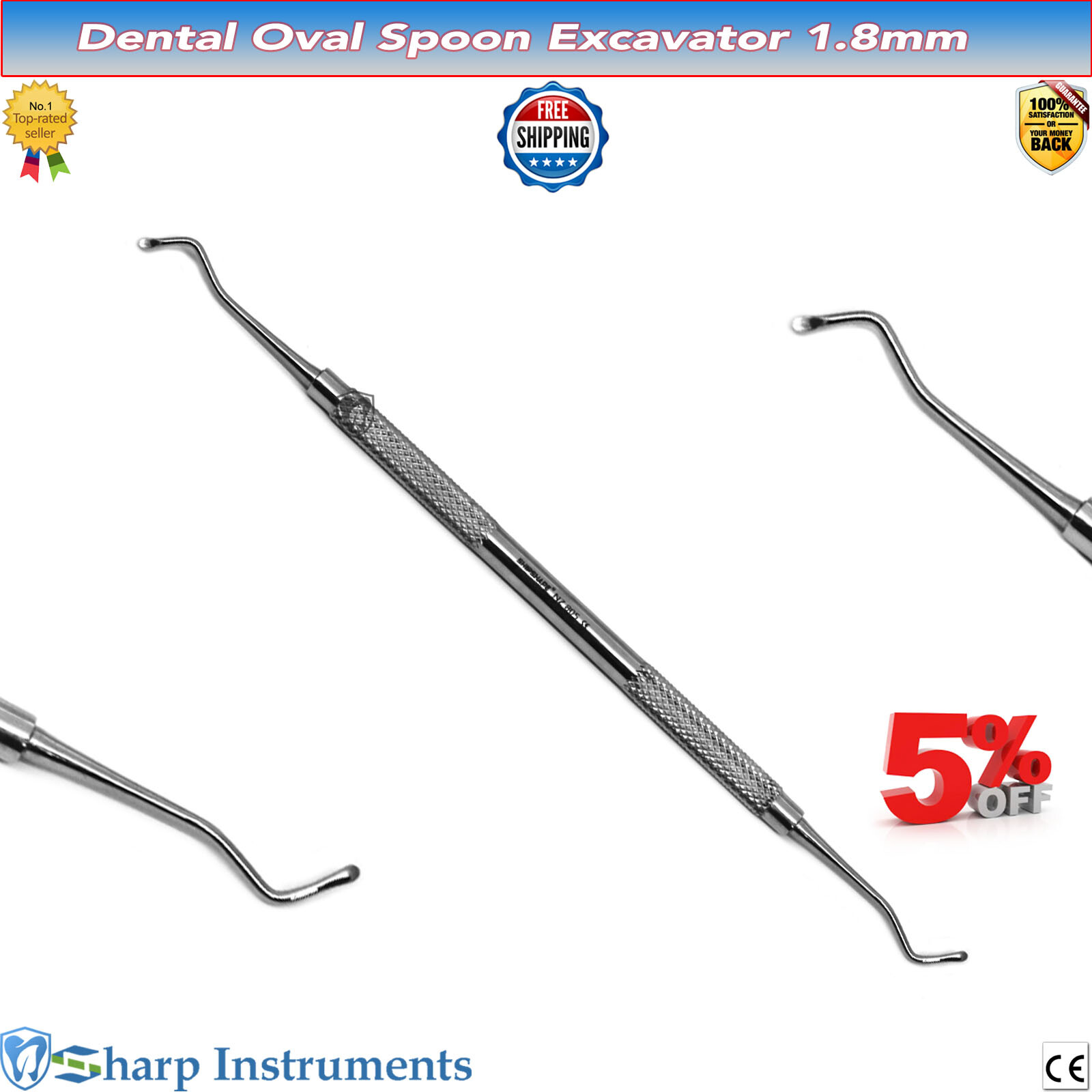 Spoon Excavator 1mm 1.2mm 1.5mm, 1.8mm, 2mm 2.5mm Dental Dentistry