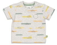 T-Shirt Hellgrau Melange Mit Nilpferd Print & Sonnig Bunten Streifen Von Feetje