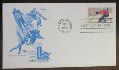 OS897 1980 WINTER OLYMPICS FIRST DAY ISSUE STAMP 2/1/1980