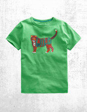 Mini Boden Kids Animal Printed Cotton T-Shirt in Aloe Green Tiger (A Bit Defect)